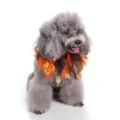 Detailed view of Halloween pet collar with orange and black ruffles and pumpkin faces - Orange Black Pumpkin Tulle (SDZ29)