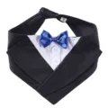 Honden smoking bandana met vlinderdas huisdier bruiloft halsdoek formele feest slab S - SJJ08A Blau Smoking Stijl