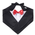 Hondentuxedo bandana met rode vlinderdas en knopen formeel huwelijksfeest huisdierenkostuumkraag - SJJ08B Rood Smoking Stijl