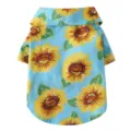 Sommerliches Haustierhemd mit lebhaftem Sonnenblumenmuster auf hellblauem Stoff für Hunde - S / Oberteil / Blau (XZCS06)