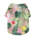 Lebhaftes Hunde-Sommer-Hawaiihemd mit tropischen Früchten und Palmenblatt-Print auf Rosa - S / Oberteil / Rosa Tropische Frucht