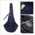 Breathable pet sling carrier crossbody dog bag for outdoor travel portable puppy pouch. - XBD167 Dark Blue Double-Pocket Drawstring Mesh Bag with Adjustable Strap