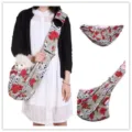 Grey skull rose print pet sling carrier bag, breathable portable puppy shoulder bag for outdoor use. - Skull Canvas Single Pouch Adjustable XBD183