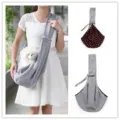 Breathable pet sling bag for small dogs, portable single shoulder carrier with cute polka dots. - XBD90 Grey Double-Sided Polka Dots