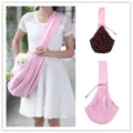 Breathable pink pet sling carrier bag for small dogs and puppies, portable shoulder bag. - XBD88 Pink Double-Sided Polka Dots