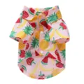 Breathable pink summer pet shirt with vibrant fruit pattern pineapple and strawberry - S / Pineapple Pink