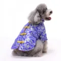 Traditioneel blauw Chinees Tang-kostuum voor honden met gouden drakenpatronen en knopen - XS / Tops / Blauw (TZ02)