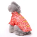 Rood Chinees hondenpak met gouden draak borduursel voor het Chinees Nieuwjaar feest - XS / Tops / Red (TZ01)