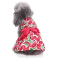 Süßes Wassermelonen-Muster Hundekleid mit roter Schleife Sommer Haustierbekleidung Detail - Wassermelonenrot