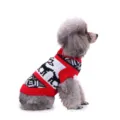 Vue détaillée d'un pull en tricot chaud à motif de renne rouge et blanc pour chiens et chats - S / Motif Renne Jacquard Rouge (MYD76)