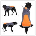 Reflector Dog Winter Coat Large Dogs Windproof Padded Jacket Warm Pet Apparel Outdoor Outfit - S / DZ206 Orange & Grey Patchwork