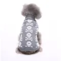 Cozy grey knitted dog sweater featuring a classic white skull and crossbones pattern design - S / Grey Skull (MQ-MYD20)