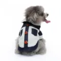 Calda giacca invernale per cani in denim sherpa cappotto pile cucciolo con bottoni - DZ265 Bianco sporco