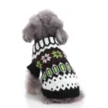 Detailed back view of the retro snowflake knit dog sweater, warm winter pet apparel for small dogs. - S / Black