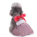 Süßes rotes Karo-Hundekleid mit weißer Spitze und roter Schleife für kleine Haustiere Sommer. - Karo