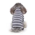 Grey striped dog pajamas four leg pet clothing high neck cozy apparel for daily home wear. - Gray Colorblock (SY59)