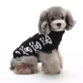 Black knitted dog sweater with white skull pattern for small pets like poodles - S / Black Skull (MQ-MYD20A)