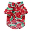 Watermelon print pet shirt with button-up collar for dogs and cats - S / Watermelon red