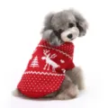 Warm red Christmas pet sweater for dogs featuring white reindeer and snowflake patterns - S / Tops / Red Christmas Elk