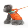 Warm dog winter coat with integrated harness, orange and green pet vest jacket for small dogs. - S / DZ250 Orange with Leash