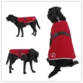 Red reflective large dog winter coat, adjustable warm windproof dog jacket apparel. - DZ210 Red