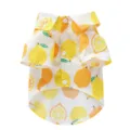 Casual breathable pet shirt featuring a vibrant yellow lemon print and white buttons - Lemon Yellow