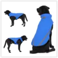 Reflective large dog winter coat, windproof warm pet jacket with adjustable straps for outdoors. - DZ211 Blue