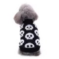 Vue arrière détaillée d'un pull en tricot pour animaux avec motifs tête de mort blancs - XL / Noir