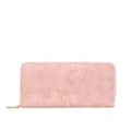 Elegante lange Damen Geldbörse in Pink mit schimmernder Kunstleder-Struktur und Reißverschluss. - Rosa