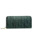 Elegante portafoglio lungo verde in pelle PU per donna con motivo a catena e chiusura lampo - Verde