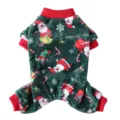 Christmas pet four-legged plush jumpsuit, green dog winter clothes with Santa Claus pattern. - S / SDZ112 Santa Gift Green
