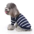 Cute striped dog shirt in dark blue and white, comfortable high collar pullover pet clothing. - Blue Stripes CZ117