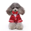 Elegant red pinstripe pet dog tuxedo suit with a matching red bowtie for formal events - S / Red Bowtie Stripe Suit (LF11) / Red Stripes