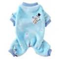 Cute blue plush four-leg dog winter clothes with warm fleece and adorable snowman print. - S / SDZ109 Blue Snowman