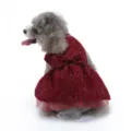 Pet dog dress princess bow skirt shiny red puppy apparel for wedding party fashion cute clothing - XS / Red