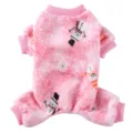 Pink plush four-leg pet clothes with cute snowman print, warm winter dog apparel for daily wear. - S / SDZ110 Pink Snowman