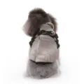 Warm checkered dog winter jacket with integrated harness and fleece lining for cold weather - XS / Apricot (DZ222)