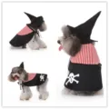 Drôle de costume d'Halloween pour chien avec chapeau de sorcière et cape de crâne pour chiots. - SDZ91 Noir
