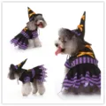 Costume de Sorcière d'Halloween pour Chien Robe Rayée Noir Violet pour Chiot Mignon - SDZ94 noir