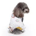 Soft cotton pet pajamas for dogs featuring cute cartoon rocket and star patterns in white - Spaceship (SY53)