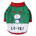 Christmas pet four-leg fleece sweater in green with cute snowman graphic design and text. - SDZ129 LOVE Snowman - Green