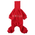 Red Fleece Pet Clothes Four Legged Turtleneck Dog Apparel SMILE Winter Warm Puppy Coat Outfit - QZ184 Red