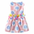 Joli détail de robe d'été pour animal, imprimé floral rose et fleurs colorées, tissu respirant. - XS / Rose