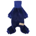 Blue fleece dog jumpsuit winter warm pet clothes turtleneck four-legged puppy apparel - S / QZ186 Blue
