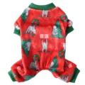 Christmas pet four-leg fleece clothes with cute sloth and tree pattern, warm winter dog apparel. - SDZ113 Christmas Sloth Red