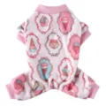 Cute pink plush pet jumpsuit with cupcake and ice cream patterns for autumn warmth - S / Ice Cream Cake Pattern (QZ176) / Pink