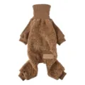 Warm winter dog clothes four-leg fleece pet jumpsuit turtleneck brown pet apparel for small dogs - S / QZ188 Brown