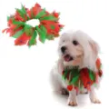 Festive red and green ruffled pet collar with bells for Christmas and holiday pet grooming. - S / Red Green Stripe (SDZ01)
