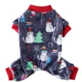 Christmas cat pattern pet fleece four-leg jumpsuit warm winter dog apparel red cuffs - SDZ116 Christmas Cat Grey