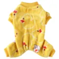 Soft yellow pet pajamas featuring a cute cartoon duck print for small dogs and cats - Cartoon Duck Pattern (QZ182)